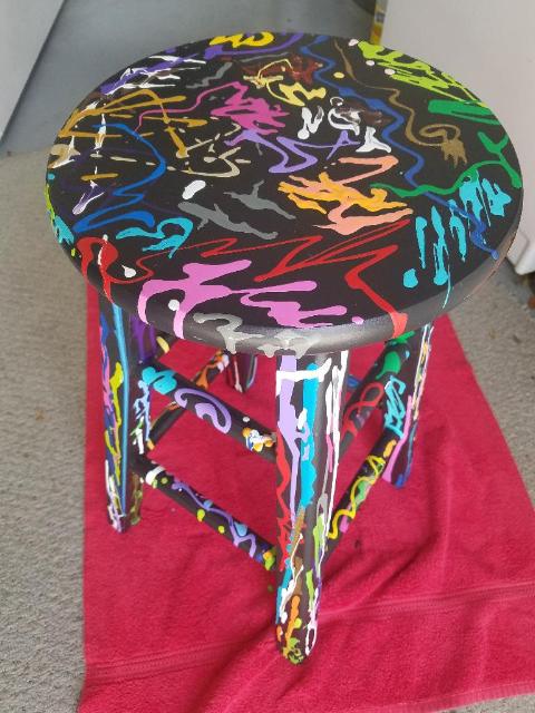 hand painted black barstool